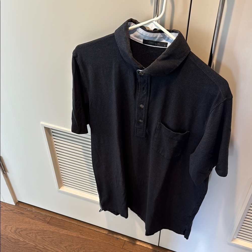 Greyson, Men’s Large Dark Grey Stretch Pocket Polo.